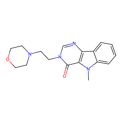 5-methyl-3-[2-(morpholin-4-yl)ethyl]-3,5-dihydro-4H-pyrimido[5,4-b]indol-4-one structure