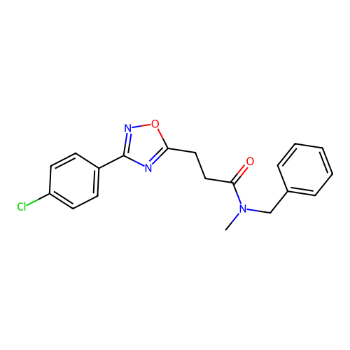 N-benzyl-3-[3-(4-chlorophenyl)-1,2,4-oxadiazol-5-yl]-N-methylpropanamide structure
