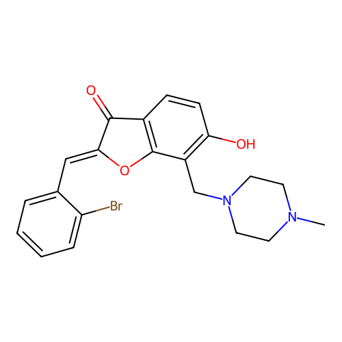 (Z)-2-(2-bromobenzylidene)-6-hydroxy-7-((4-methylpiperazin-1-yl)methyl)benzofuran-3(2H)-one structure