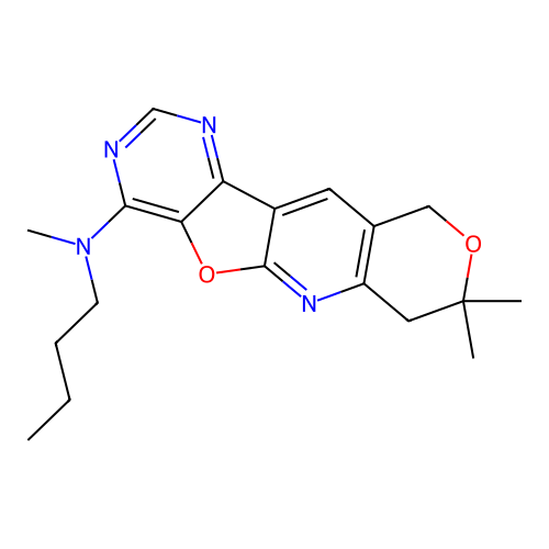 N-butyl-N,8,8-trimethyl-7,10-dihydro-8H-pyrano[3'',4'':5',6']pyrido[3',2':4,5]furo[3,2-d]pyrimidin-4-amine structure