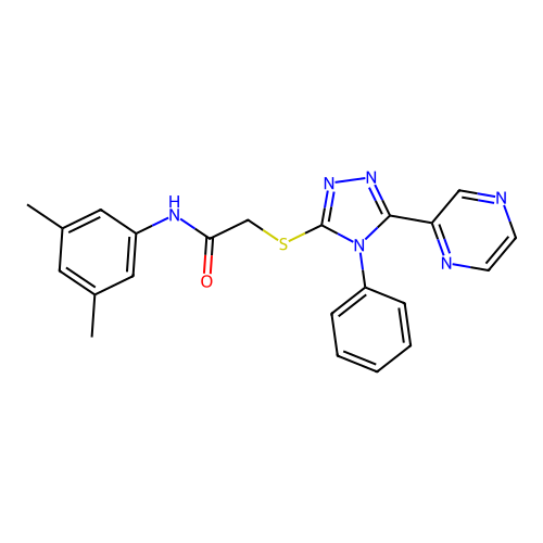 N-(3,5-dimethylphenyl)-2-[(4-phenyl-5-pyrazin-2-yl-1,2,4-triazol-3-yl)sulfanyl]acetamide structure