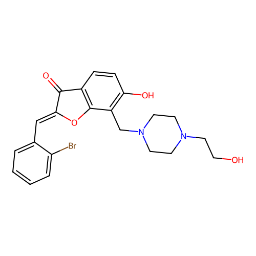 (Z)-2-(2-bromobenzylidene)-6-hydroxy-7-((4-(2-hydroxyethyl)piperazin-1-yl)methyl)benzofuran-3(2H)-one structure