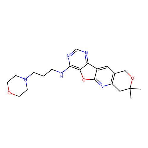 (8,8-Dimethyl-8,9-dihydro-6H-7,11-dioxa-2,4,10-triaza-benzo[b]fluoren-1-yl)-(3-morpholin-4-yl-propyl)-a mine structure