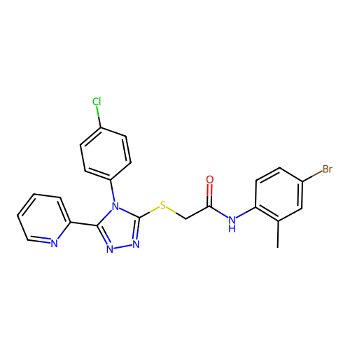 N-(4-bromo-2-methylphenyl)-2-{[4-(4-chlorophenyl)-5-(pyridin-2-yl)-4H-1,2,4-triazol-3-yl]sulfanyl}acetamide structure