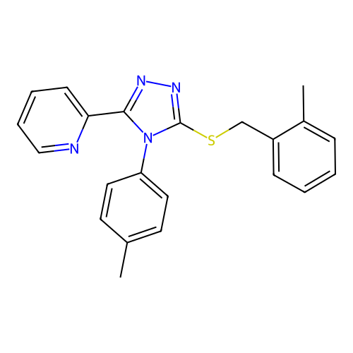 4-(4-Methylphenyl)-3-[(2-methylphenyl)methylthio]-5-(2-pyridyl)-1,2,4-triazole structure