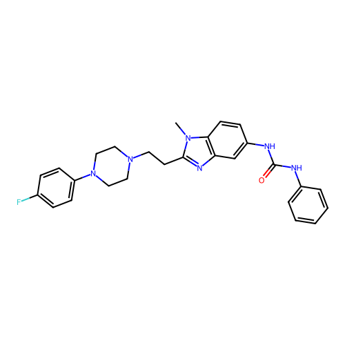 1-[2-[2-[4-(4-fluorophenyl)piperazin-1-yl]ethyl]-1-methylbenzimidazol-5-yl]-3-phenylurea structure