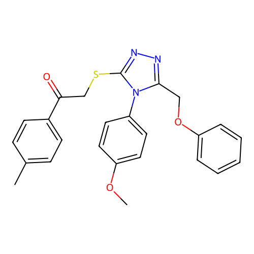 2-[[4-(4-methoxyphenyl)-5-(phenoxymethyl)-1,2,4-triazol-3-yl]sulfanyl]-1-(4-methylphenyl)ethanone structure