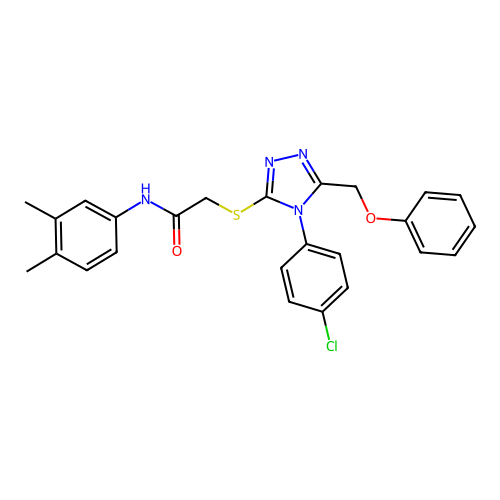 2-((4-(4-chlorophenyl)-5-(phenoxymethyl)-4H-1,2,4-triazol-3-yl)thio)-N-(3,4-dimethylphenyl)acetamide structure