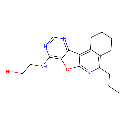 2-[(5-propyl-1,2,3,4-tetrahydropyrimido[4',5':4,5]furo[2,3-c]isoquinolin-8-yl)amino]ethanol structure