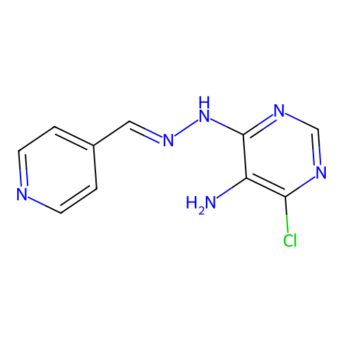 4-chloro-6-[(2E)-2-(pyridin-4-ylmethylidene)hydrazinyl]pyrimidin-5-amine structure