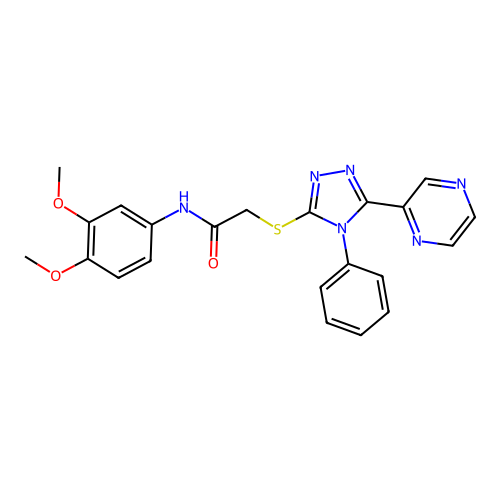 N-(3,4-dimethoxyphenyl)-2-[(4-phenyl-5-pyrazin-2-yl-1,2,4-triazol-3-yl)sulfanyl]acetamide structure