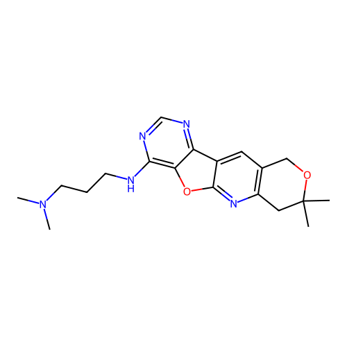 N'-(8,8-dimethyl-7,10-dihydro-8H-pyrano[3'',4'':5',6']pyrido[3',2':4,5]furo[3,2-d]pyrimidin-4-yl)-N,N-dimethylpropane-1,3-diamine structure
