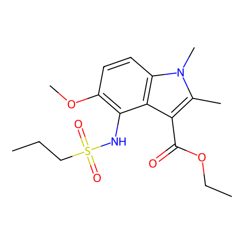 ethyl 5-methoxy-1,2-dimethyl-4-[(propylsulfonyl)amino]-1H-indole-3-carboxylate structure