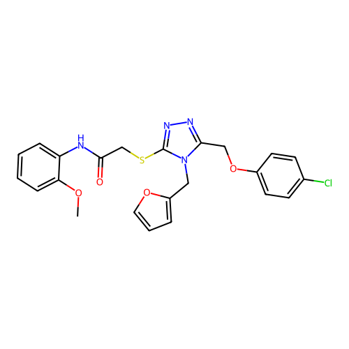 2-((5-((4-chlorophenoxy)methyl)-4-(furan-2-ylmethyl)-4H-1,2,4-triazol-3-yl)thio)-N-(2-methoxyphenyl)acetamide structure