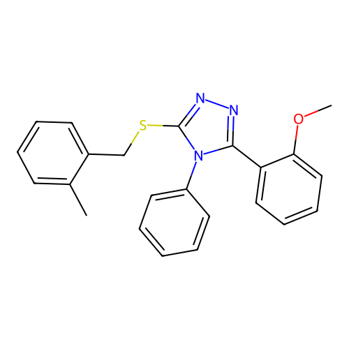 3-(2-methoxyphenyl)-5-[(2-methylbenzyl)sulfanyl]-4-phenyl-4H-1,2,4-triazole structure