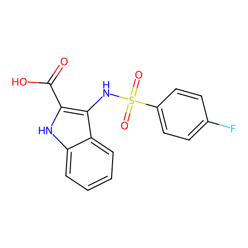 3-{[(4-fluorophenyl)sulfonyl]amino}-1H-indole-2-carboxylic acid structure