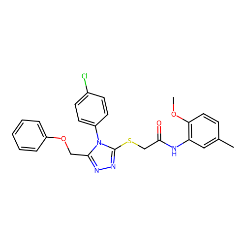 2-{[4-(4-chlorophenyl)-5-(phenoxymethyl)-4H-1,2,4-triazol-3-yl]sulfanyl}-N-(2-methoxy-5-methylphenyl)acetamide structure