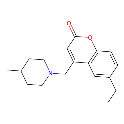 6-ethyl-4-((4-methylpiperidin-1-yl)methyl)-2H-chromen-2-one structure