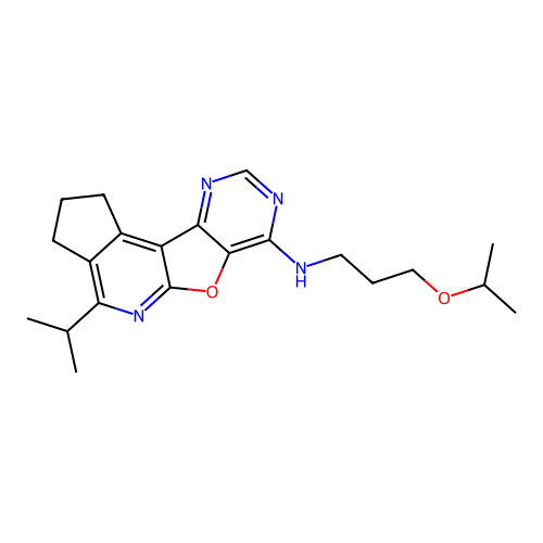 4-(propan-2-yl)-N-[3-(propan-2-yloxy)propyl]-2,3-dihydro-1H-cyclopenta[4',5']pyrido[3',2':4,5]furo[3,2-d]pyrimidin-7-amine structure