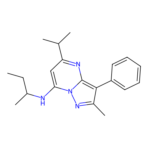 N-(sec-butyl)-5-isopropyl-2-methyl-3-phenylpyrazolo[1,5-a]pyrimidin-7-amine structure