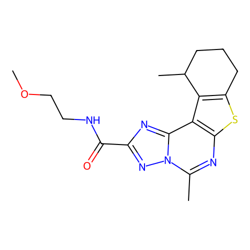 N-(2-methoxyethyl)-5,11-dimethyl-8,9,10,11-tetrahydro[1]benzothieno[3,2-e][1,2,4]triazolo[1,5-c]pyrimidine-2-carboxamide structure