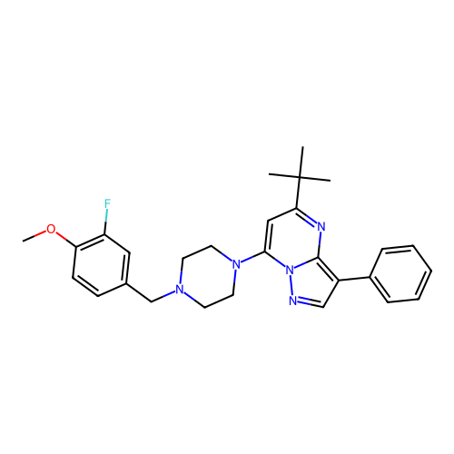 5-tert-butyl-7-[4-(3-fluoro-4-methoxybenzyl)piperazin-1-yl]-3-phenylpyrazolo[1,5-a]pyrimidine structure