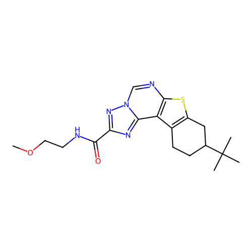 9-(tert-butyl)-N-(2-methoxyethyl)-8,9,10,11-tetrahydrobenzo[4,5]thieno[3,2-e][1,2,4]triazolo[1,5-c]pyrimidine-2-carboxamide structure