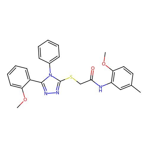 N-(2-methoxy-5-methylphenyl)-2-{[5-(2-methoxyphenyl)-4-phenyl-4H-1,2,4-triazol-3-yl]sulfanyl}acetamide structure