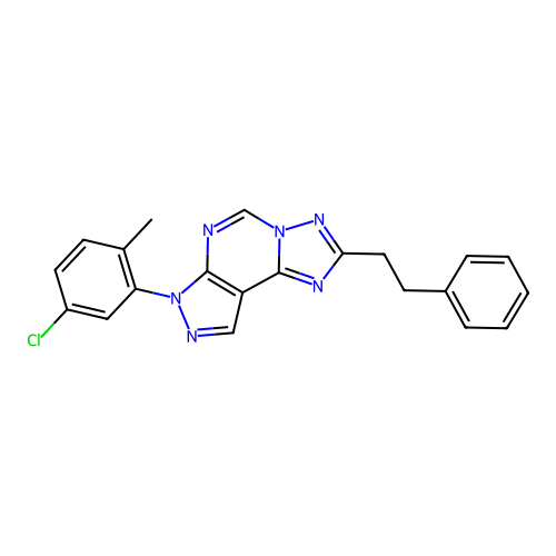 3-(5-chloro-2-methylphenyl)-8-(2-phenylethyl)-6-hydropyrazolo[5,4-d]1,2,4-tria zolo[1,5-e]pyrimidine structure