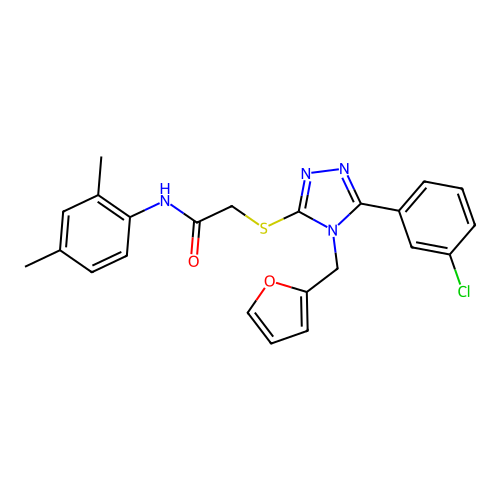 2-{[5-(3-chlorophenyl)-4-(furan-2-ylmethyl)-4H-1,2,4-triazol-3-yl]sulfanyl}-N-(2,4-dimethylphenyl)acetamide structure