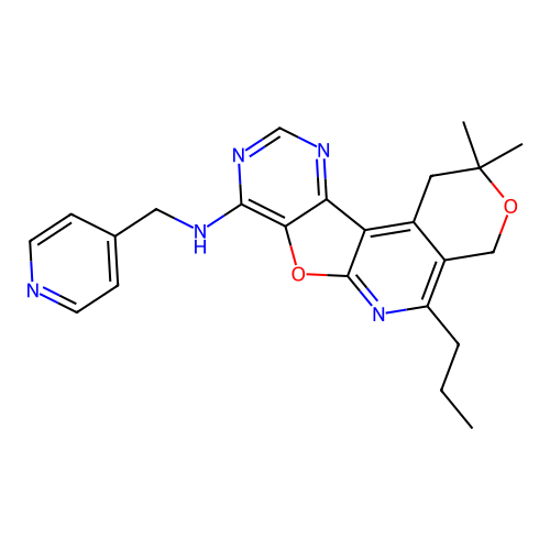 2,2-dimethyl-5-propyl-N-(pyridin-4-ylmethyl)-1,4-dihydro-2H-pyrano[4'',3'':4',5']pyrido[3',2':4,5]furo[3,2-d]pyrimidin-8-amine structure
