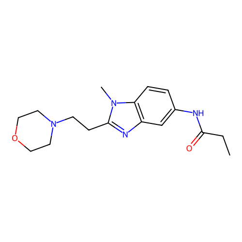 N-[1-methyl-2-(2-morpholin-4-ylethyl)benzimidazol-5-yl]propanamide structure