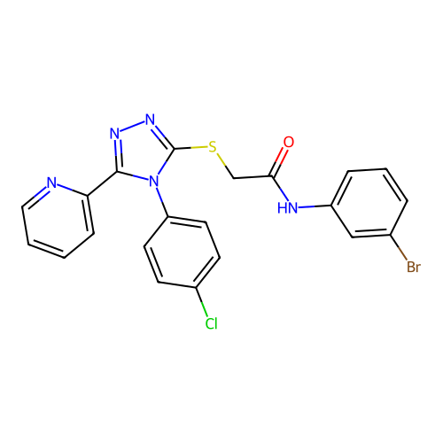 N-(3-bromophenyl)-2-{[4-(4-chlorophenyl)-5-(pyridin-2-yl)-4H-1,2,4-triazol-3-yl]sulfanyl}acetamide structure
