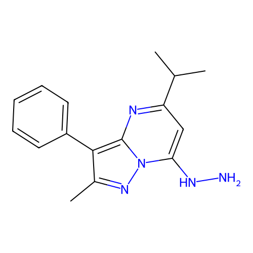 (5-Isopropyl-2-methyl-3-phenyl-pyrazolo[1,5-a]pyrimidin-7-yl)-hydrazine structure
