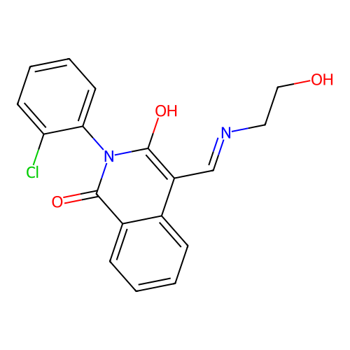 2-(2-chlorophenyl)-4-[(2-hydroxyethylamino)methylidene]isoquinoline-1,3-dione structure