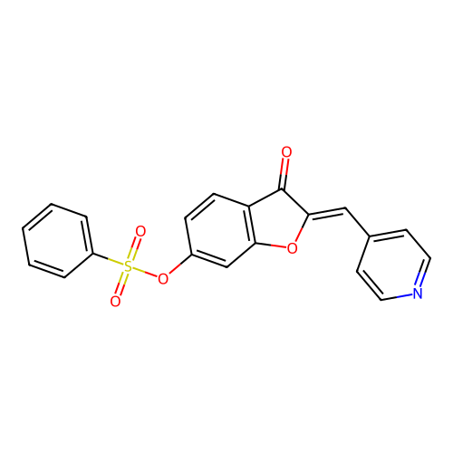 (Z)-3-oxo-2-(pyridin-4-ylmethylene)-2,3-dihydrobenzofuran-6-yl benzenesulfonate structure