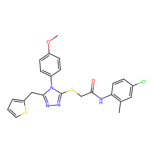 N-(4-chloro-2-methylphenyl)-2-{[4-(4-methoxyphenyl)-5-(thiophen-2-ylmethyl)-4H-1,2,4-triazol-3-yl]sulfanyl}acetamide structure