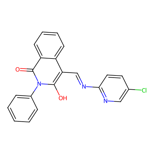 (4E)-4-[[(5-chloropyridin-2-yl)amino]methylidene]-2-phenylisoquinoline-1,3-dione structure