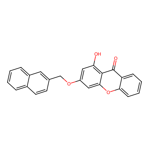 1-hydroxy-3-(2-naphthylmethoxy)-9H-xanthen-9-one structure