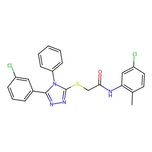 N-(5-chloro-2-methylphenyl)-2-{[5-(3-chlorophenyl)-4-phenyl-4H-1,2,4-triazol-3-yl]sulfanyl}acetamide structure