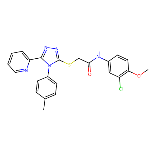 N-(3-chloro-4-methoxyphenyl)-2-{[4-(4-methylphenyl)-5-(pyridin-2-yl)-4H-1,2,4-triazol-3-yl]sulfanyl}acetamide structure