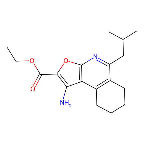 ethyl 1-amino-5-(2-methylpropyl)-6,7,8,9-tetrahydrofuro[2,3-c]isoquinoline-2-carboxylate structure