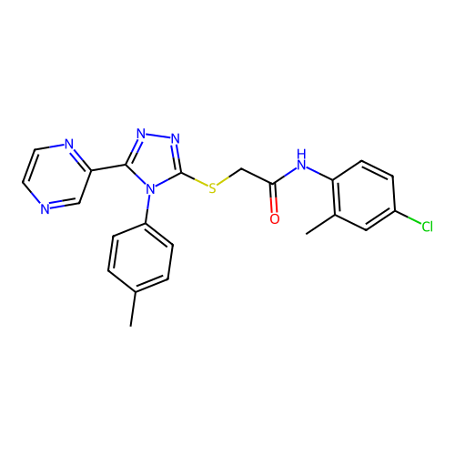 N-(4-chloro-2-methylphenyl)-2-{[4-(4-methylphenyl)-5-(pyrazin-2-yl)-4H-1,2,4-triazol-3-yl]sulfanyl}acetamide structure