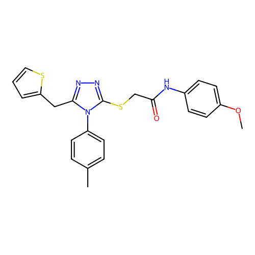 N-(4-methoxyphenyl)-2-{[4-(4-methylphenyl)-5-(thiophen-2-ylmethyl)-4H-1,2,4-triazol-3-yl]sulfanyl}acetamide structure