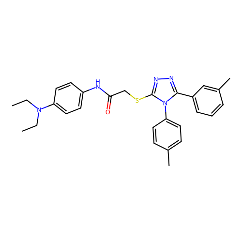 N-[4-(diethylamino)phenyl]-2-{[5-(3-methylphenyl)-4-(4-methylphenyl)-4H-1,2,4-triazol-3-yl]sulfanyl}acetamide structure