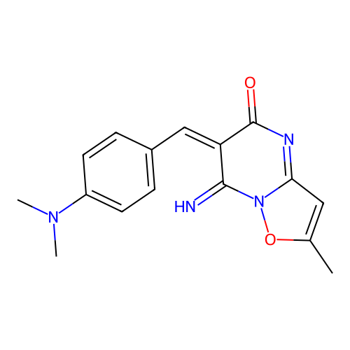 (E)-6-(4-(dimethylamino)benzylidene)-7-imino-2-methyl-6,7-dihydro-5H-isoxazolo[2,3-a]pyrimidin-5-one structure