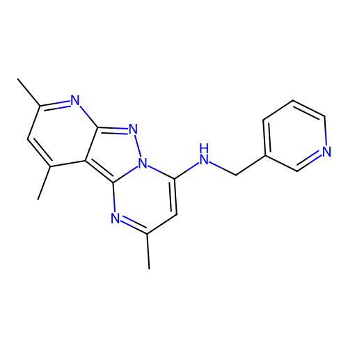 2,8,10-trimethyl-N-(pyridin-3-ylmethyl)pyrido[2',3':3,4]pyrazolo[1,5-a]pyrimidin-4-amine structure