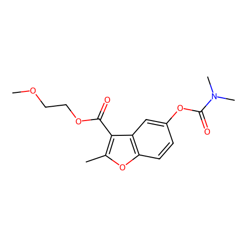 2-Methoxyethyl 5-((dimethylcarbamoyl)oxy)-2-methylbenzofuran-3-carboxylate structure