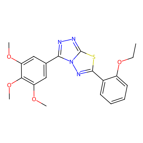 6-(2-ethoxyphenyl)-3-(3,4,5-trimethoxyphenyl)-[1,2,4]triazolo[3,4-b][1,3,4]thiadiazole structure