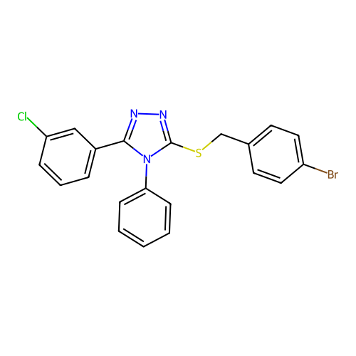 3-[(4-Bromophenyl)methylthio]-5-(3-chlorophenyl)-4-phenyl-1,2,4-triazole structure
